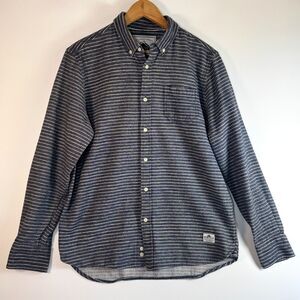 Penfield Button Down Shirt Mens Medium Navy White Stripe Cotton Preppy Workwear